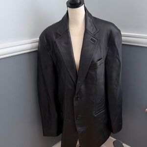 Paul Fredrick Black 100% LAMB LEATHER BLAZER Men’s XL